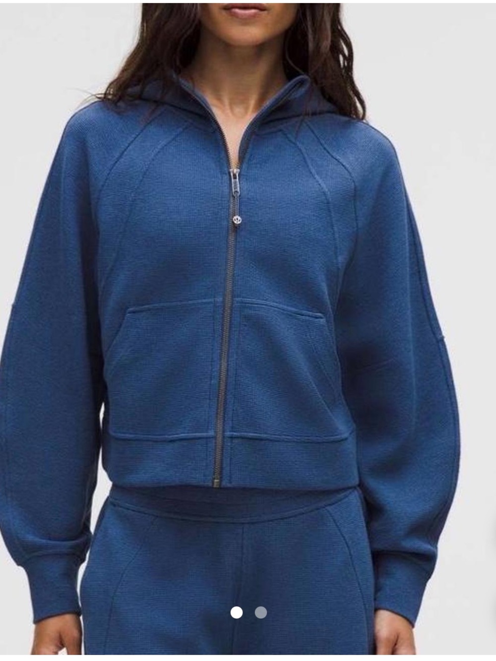 lululemon Blue Twill Full Zip Waffle Hoodie Sz M/L